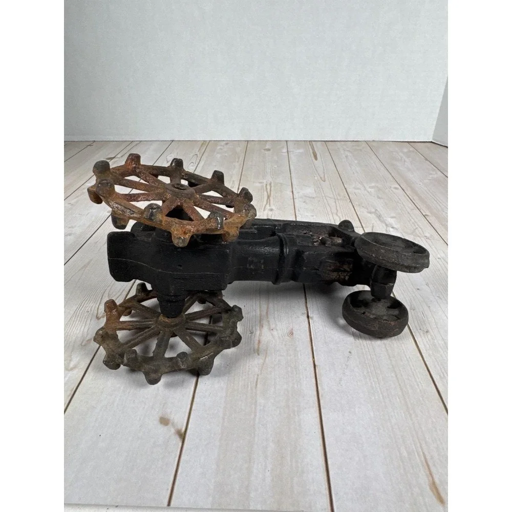 Vintage Auburn Cast Iron Tractor Toy Driver Rustic Farm Decor 7 inch Black Rust